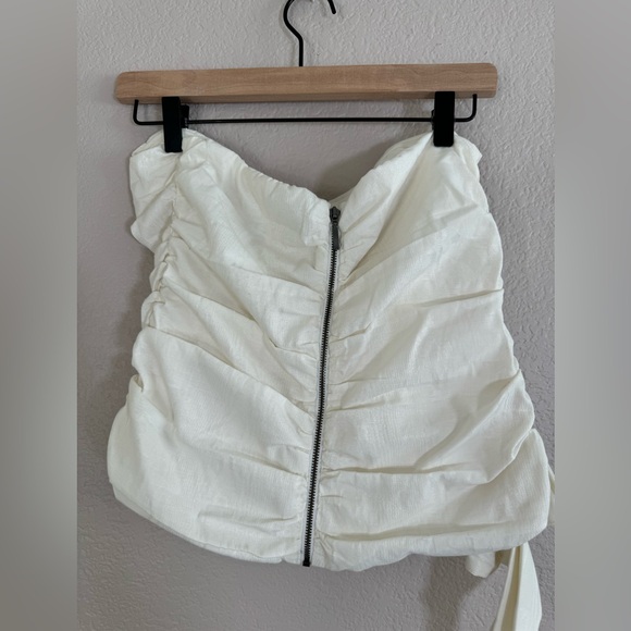 Express Ivory Strapless Ruffle Tank Top - Picture 4 of 8